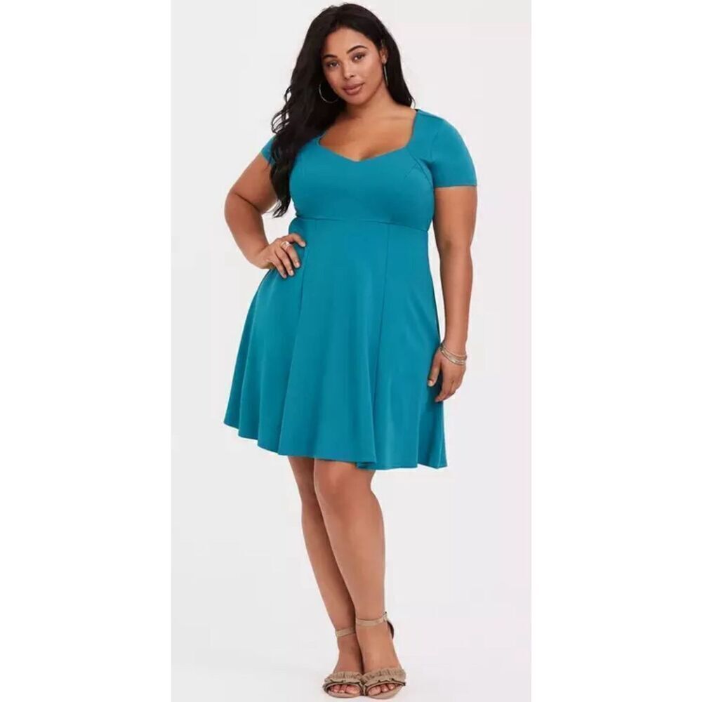 torrid Teal Fit-and-Flare Mini Dress